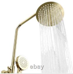 Bathroom Thermostatic Bar Mixer Shower Shower Kit Fixed Head Brushed Brass Round