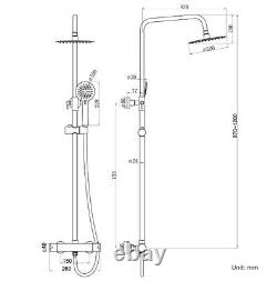 Bathroom Thermostatic Bar Mixer Shower Shower Kit Fixed Head Brushed Brass Round