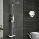 Bathroom Thermostatic Exposed Shower Mixer Twin Head Large Square Bar Set Chrome