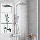 Bathroom Thermostatic Exposed Shower Mixer Twin Head Large Square Bar Set Chrome