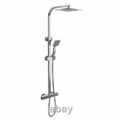 Bathroom Thermostatic Exposed Shower Mixer Twin head Large Square Bar Set Chrome