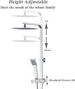Bathroom Thermostatic Exposed Shower Mixer Twin head Large Square Bar Set Chrome