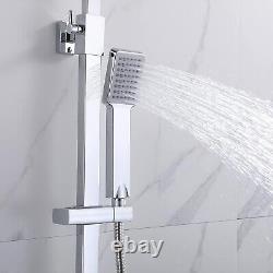 Bathroom Thermostatic Exposed Shower Mixer Twin head Large Square Bar Set Chrome
