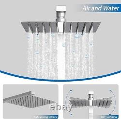 Bathroom Thermostatic Exposed Shower Mixer Twin head Large Square Bar Set Chrome