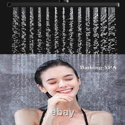 Bathroom Thermostatic Mixer Shower Set Square Black Twin Head Exposed Valve