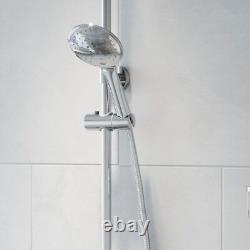 Bathroom Thermostatic Round Mixer Shower Set Rainfall Head Exposed Bar Chrome