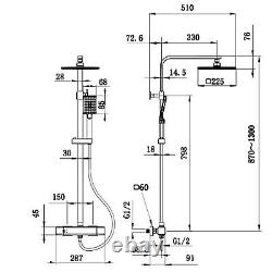 Bathroom Thermostatic Shower Mixer Set Twin Head Chrome Exposed Valve Round Set