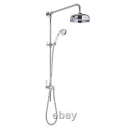 Bayswater Grand Rigid Riser Shower Kit with Fixed Head and Handset White/Chrome