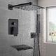 Black 12 3-way Shower Tap Set Waterfall Tub Spout Handheld Rainfall Shower Head