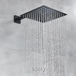 Black 12 3-Way Shower Tap Set Waterfall Tub Spout Handheld Rainfall Shower Head