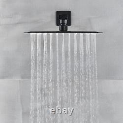 Black 12 3-Way Shower Tap Set Waterfall Tub Spout Handheld Rainfall Shower Head