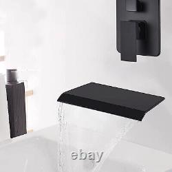 Black 12 3-Way Shower Tap Set Waterfall Tub Spout Handheld Rainfall Shower Head