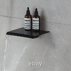 Black 12 3-Way Shower Tap Set Waterfall Tub Spout Handheld Rainfall Shower Head