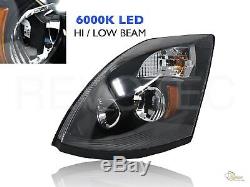Black 6000K LED Headlights Head Lamps For 04-17 Volvo VNX VNL RH+LH