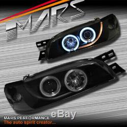 Black CCFL Angel-Eyes Projector Head Lights for Subaru Impreza GC8 GF8 WRX STi