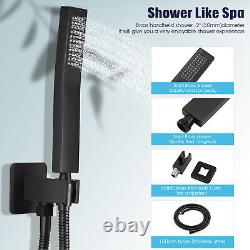 Black Concealed Bathroom Mixer Shower Set 30 cm Square Rainfall Head Hand Spray