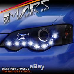 Black DRL LED Head Lights Ford Falcon FPV BA BF Sedan Ute XR6 Turbo XR8 XR