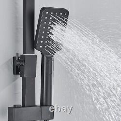 Black EXposed Bathroom Shower Mixer Twin Head Large Bar Set Square Valve System