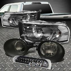 Black Head Light+led 3rd Brake+smoked Fog Lamps+wiring Kit For 02-05 Dodge Ram