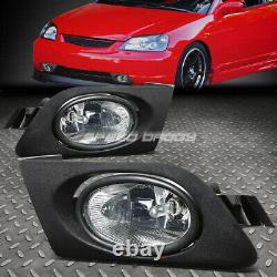 Black Head Lights Amber Corner+clear Lens Oe Fog Lamp+grille For 01-03 CIVIC