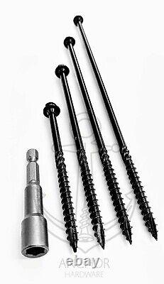 Black Hexagon Head Landscape Sleeper Timber Screws Fixings / Fixings