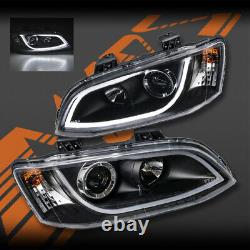 Black LED 3D DRL Head Lights for Holden Series 2 VE Commodore SV6 SV8 SS-V Omega