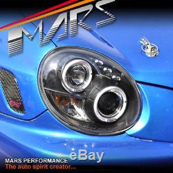 Black LED Angel-Eyes Projector Head Lights for Subaru IMPREZA WRX STI 01-03 GD