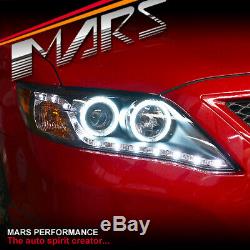 Black LED DRL & CCFL Angel Eyes Projector Head Lights for Toyota Camry 10-12