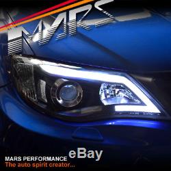 Black LED DRL Day-Time Projector Head Lights for Subaru Impreza 07-13 RS WRX STi