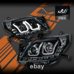 Black LED U Shape DRL Projector Head Lights for Toyota Land-Cruiser Prado 09-13