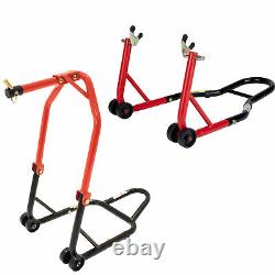 Black Pro Range Motorcycle Motorbike Bike Front Head Rear Paddock Stand