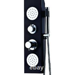 Black Shower Column Tower Panel With Twin Heads Body Jets SP2