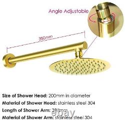 Brushed Gold 3 Way Concealed Shower Mixer Dual Head Handset Bath Filler Round