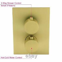 Brushed Gold 3 Way Concealed Shower Mixer Dual Head Handset Bath Filler Round