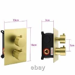 Brushed Gold 3 Way Concealed Shower Mixer Dual Head Handset Bath Filler Round