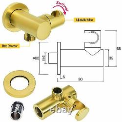 Brushed Gold 3 Way Concealed Shower Mixer Dual Head Handset Bath Filler Round