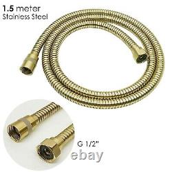 Brushed Gold 3 Way Concealed Shower Mixer Dual Head Handset Bath Filler Round