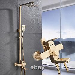 Brushed Gold Bathroom Mixer Shower Taps set Wall Square Twin Head Exposed Valve