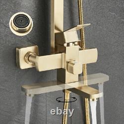 Brushed Gold Bathroom Mixer Shower Taps set Wall Square Twin Head Exposed Valve