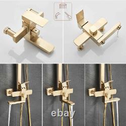 Brushed Gold Bathroom Mixer Shower Taps set Wall Square Twin Head Exposed Valve