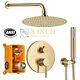 Brushed Gold Concealed Shower Mixer Set Round Twin Head Combo 2 Way Valve Taps
