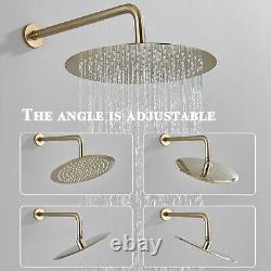 Brushed Gold Concealed Shower Mixer Set Round Twin Head Combo 2 Way Valve Taps