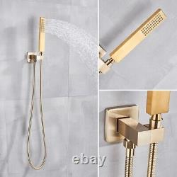 Brushed Gold Shower Faucet System 30cm Over Head Bathroom Shower Mixer Valve Set