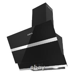 CIARRA Cooker Hood 60cm Black Angled 750m3/h Extractor Fan +2pcs Carbon Filters