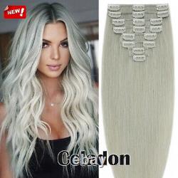 CLEARANCE 100% Human Hair Extensions 8A Clip in Real Remy Hair Full Head Caramel