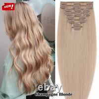 CLEARANCE 100% Human Hair Extensions Clip in Real Remy Hair Full Head UK Caramel
