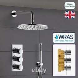 Calla Round Concealed 2 Way 3 Dial Thermostatic Valve Shower Head And Handset