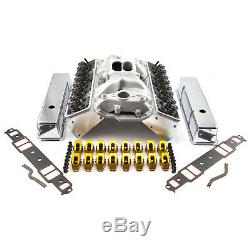 Chevy SBC 350 Angle Plug Hyd Roller Cylinder Head Top End Engine Combo Kit