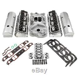 Chevy SBC 350 Hyd FT 220cc Straight Plug Cylinder Head Top End Engine Combo Kit