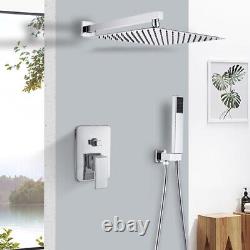 Chrom 2-Way Concealed Shower Mixer Square 40cm Over Head Rail Bathroom Hand Set
